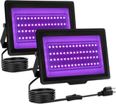 2 Pack 40W LED Black Lights IP66 Waterproof Plug In Flood Lights for Glow Party Stage Decor