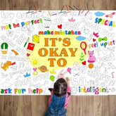Positive Affirmations Coloring Poster For Kids Giant Huge Inspirational Coloring Tablecloth Large Positive Coloring Books Jumbo Coloring Banner For Kids Classroom Home Birthday Party Supplies Favor