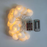 Remote Shell String Lights, 10 Ft Shell Shapped Light With 20 Leds, Battery Powered Sea Shell String Lights For Christma