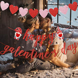 Red Glitter Happy Galentine'S Day Banner And Valentine Heart Garland, Valentine Gnomes Decorations, Happy Galentine'S Day Garland Galentines Day Wedding Engagement Party Home Decorations