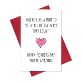 Funny Mothers Day Gifts For Stepmom, Like A Mom To Me Mother’S Day Card Gift, Cute Mothers Day Card Gift For Auntie Godmother Mother In Law