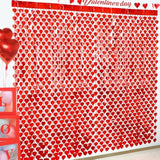 Valentines Day Decorations, 4 Pack Valentines Day Backdrop Garland, Red Heart Foil Fringe Tinsel Backdrop Streamer For Wedding Anniversary Birthday Valentines Party Decor