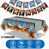 3 Pcs Monster Truck Tablecloths Plastic Happy Birthday Banner Monster Truck Birthday Party Supplies 54 X 108 Inch Racing Car Table Cover For Car Themed Party Decorations