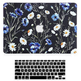 Case For Macbook Air 13 Inch (Model: A1466 & A1369, 2010-2017 Release), 3D Effect Matte Black See Through Hard Cover & Keyboard Cover Compatible Older Version Mac Air 13.3 Inch, Floral Pattern