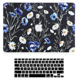 Case For Macbook Air 13 Inch (Model: A1466 & A1369, 2010-2017 Release), 3D Effect Matte Black See Through Hard Cover & Keyboard Cover Compatible Older Version Mac Air 13.3 Inch, Floral Pattern