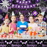 Purple & Black Birthday Decor Kit – Balloons, Banner, Tablecloth for Men, Women and Girls