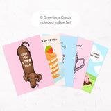 Cute Anniversary Card, Birthday Card For Her Him/Girlfriend Wife/Husband Boyfriend, Friendship Thank You Kawaii Greeting Card (10 Cards - Boxed Set Of 10 Cards - Cute/Funny)