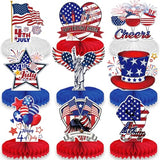 9 Pcs 4th of July Honeycomb Centerpieces Table Decor, Patriotic Independence Day Party Decorations, American Flag, Statue of Liberty, Fireworks, and Star-Spangled Ornaments for Memorial Day