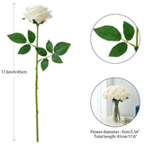 15Pcs Ivory Roses Artificial Flowers Silk Fake Flowers Realistic White Roses Bouquet Long Stem For Wedding Home Party Birthday Decoration