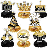 8 Pieces Happy Birthday Honeycomb Centerpieces Party Table Decorations