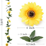 4 Pack Artificial Sunflower Garland Silk Sunflower Hanging Vine Garland With Flowers Green Leaves For Wedding Table Garden Craft Party Decoration