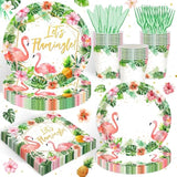 120pcs Flamingo Luau Party Tableware Set Plates Cups Napkins for 20 Guests
