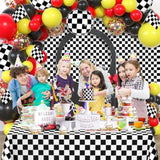 2 Pack Black And White Checkered Disposable Tablecloth Race Car Theme Party Table Cloth, Black Checkered Tablecloth For Race Car Theme Birthday, Outdoor Picnic Parties Decorations, 54 × 108 Inch