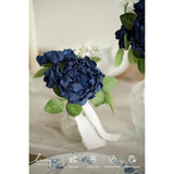 Flowers 16Pcs Navy Blue Blooming Peonies Artificial Flowers With Stem, Artificial Peony Flowers For Diy Wedding Decorations Centerpieces Bouquets Boutonnieres