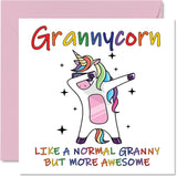 Birthday Cards For Grandma - Grannycorn - Grandma Mothers Day Card From Grandson Granddaughter, Happy Birthday Grandma, Gran Unicorn Birthday Card, 5.7 X 5.7 Inch Seasonal Funny Greeting Cards