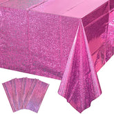 4 Pack Iridescence Plastic Tablecloths Shiny Disposable Laser Rectangle Table Covers Holographic Foil Tablecloth Iridescent Party Decoration Birthday Bridal Wedding Christmas 54" X 108" (Pink)