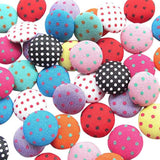 100Pcs 12Mm(1/2") Polka Dot Flatback Fabric Covered Button Scrapbookin