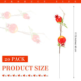 20 Pcs Artificial Pomegranate Branches 17.72'' Tall Faux Pomegranate Flower Stem Orange Fake Berries Branches For Wedding Home Vase Party Decorations