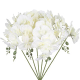 6Pcs White Orchids Artificial Flowers With 9 Large Blooms 37.4" Long Stem Fake Silk Orchid Look Real Flowers For Tall Vase Faux Orchids For Wedding Home Party Dining Table Centerpiece Decoration