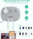 Portable Travel Power Strip with USB C and 3ft Wrapped Cord