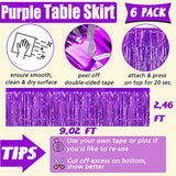 6 Pack 29X108 Inch Purple Metallic Foil Fringe Table Skirts Banner For Tinsel Streamer Garland Curtains Backdrop For Parade Floats Wedding Baby Shower Birthday Christmas Halloween Party Decoration