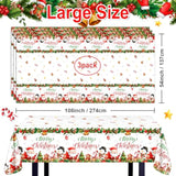 3 Pcs Merry Christmas Tablecloth Christmas Party Table Cover Santa Snowman Gingerbread Table Cloth For Xmas Holiday Party Decorations 108 X 54 Inch