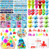156 Pcs Under The Sea Party Favors Ocean Themed Gifts Bulk Sea Animal Stickers Squeeze Slap Bracelet Stampers Piñata Stuffers For School Classroom Prizes Birthday Goodie Bag Fillers