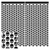 1 Pack Halloween Foil Fringe Curtain 3.3x6.6ft Black Backdrop with Skull Head Design