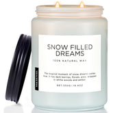 Snow Filled Dreams Winter Large Scented Candles, 19.4Oz 110 Hour Clean Non Toxic Long Lasting Candle Organic Natural Soy Wax Candle Gifts For Women Men