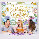 Pink Flower Garden Birthday Backdrop Banner for Women’s Party Decor