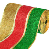3 Rolls Christmas Ribbon 2 Inch Shimmer Ribbons Glitter Gift Wrapping