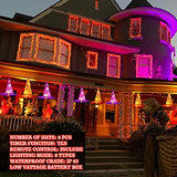 8 Pcs Hanging Witch Hat String Lights, Light Up Waterproof Halloween Decorations with Remote Control for Outdoor Garden Party Carnival Supplies Decor