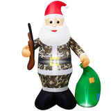 6Ft Camo Suit Santa Claus Christmas Inflatable Decorations Outdoor Blow Up Lighting Decorations Inflatable Santa Garden/