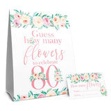 80Th Birthday Party Game – How Many Flowers – Pink Floral Birthday Games For Adults, Flower Garden Theme