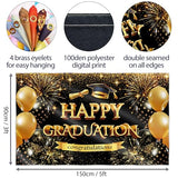 Happy Graduation Banner for Prom - Congratulations Banner - Congratulations Decorations - Well Done - We Are So Proud of You - 5x3ft (Black & Gold)