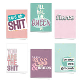 Strong Female Empowerment Note Cards / 4 5/8" X 6 1/4" Sassy Feminine Friendship Greeting Cards / 12 Everyday Boss Lady Encouragement Notecards / 6 Fierce Feminist Designs