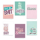 Strong Female Empowerment Note Cards / 4 5/8" X 6 1/4" Sassy Feminine Friendship Greeting Cards / 12 Everyday Boss Lady Encouragement Notecards / 6 Fierce Feminist Designs