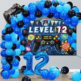 90PCS Video Game Party Decorations β Blue Gamer 12th Birthday Set with Balloons, Backdrop & Tablecloth