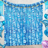 Under The Sea Party Decorations, 2 Pcs Blue Bubble Garland Streamers Tinsel Foil Fringe Curtain Backdrops For Mermaid Ocean Beach Summer Party Decorations Supplies