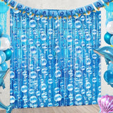 Under The Sea Party Decorations, 2 Pcs Blue Bubble Garland Streamers Tinsel Foil Fringe Curtain Backdrops For Mermaid Ocean Beach Summer Party Decorations Supplies