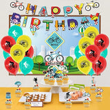 Bike Birthday Party Decorations Banner Cake Toppers Balloons for Kids