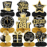 10pcs Black Gold 2026 New Year Party Centerpieces for Table Decorations
