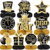 10pcs Black Gold 2026 New Year Party Centerpieces for Table Decorations