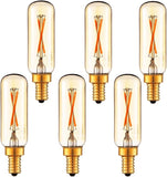Dimmable T6 LED Bulbs E12 Candelabra Amber 2200K Warm Light T25 LED Bulb 6 Pack