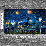 Halloween Decoration Backdrop 72.8x43.3 Inch Spooky Forest Cemetery Graveyard Banner Decor