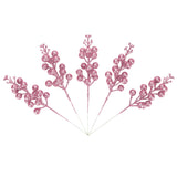 Artificial Pink Berry Stems, 24 Pack 8.7" Christmas Glitter Berries Stems Artificial Fruit Berry Holly Flower Branch Picks Home Holiday Wedding Party Diy Christmas Tree Crafts Decor (Pink)