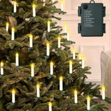 20Ft 30 Led Candle String Lights Battery Operated Clip On Flameless Candle Lights For Christmas Tree Light With Auto Timer 8 Modes For New Year Wedding Garden Decoration (Warm White)