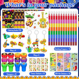 72 Pcs Mexican Fiesta Party Favors, Coloring Books & Crayons Set, Cinco De Mayo Pinata Goodie Bag Fillers, Day Of The Dead Craft Kit, Stickers, Tattoos For Taco Party & Holiday Celebrations