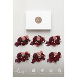 6Pcs Wedding Wrist Corsage Artificial Flowers, Girl/Mother Homecoming Prom Corsages Wristlet Décor, Etc. Burgundy Dusty Rose
