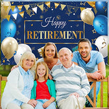 Retirement Party Decoration, 73x43'' Retirement Banner, Blue Gold
